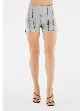 Freddy Light Wash Denim-Print High-Waist Shorts With Raw Hem & Side Slits For Wo